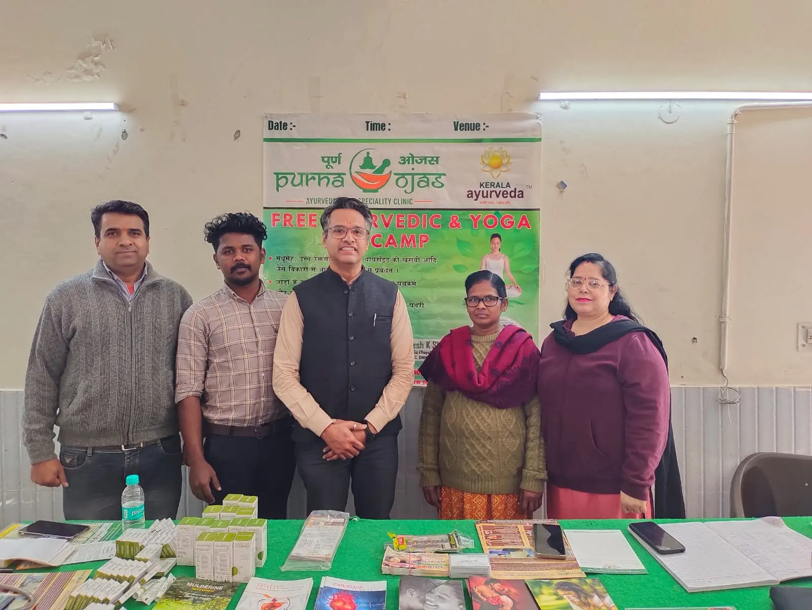 Purna Ojas team at the Free Ayurvedic and Yoga Camp