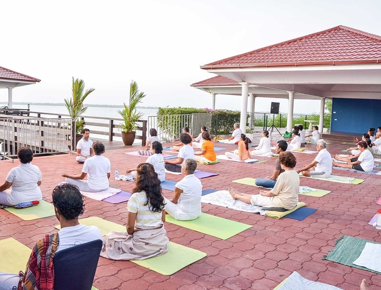 Group Yoga session led by an experienced teacher